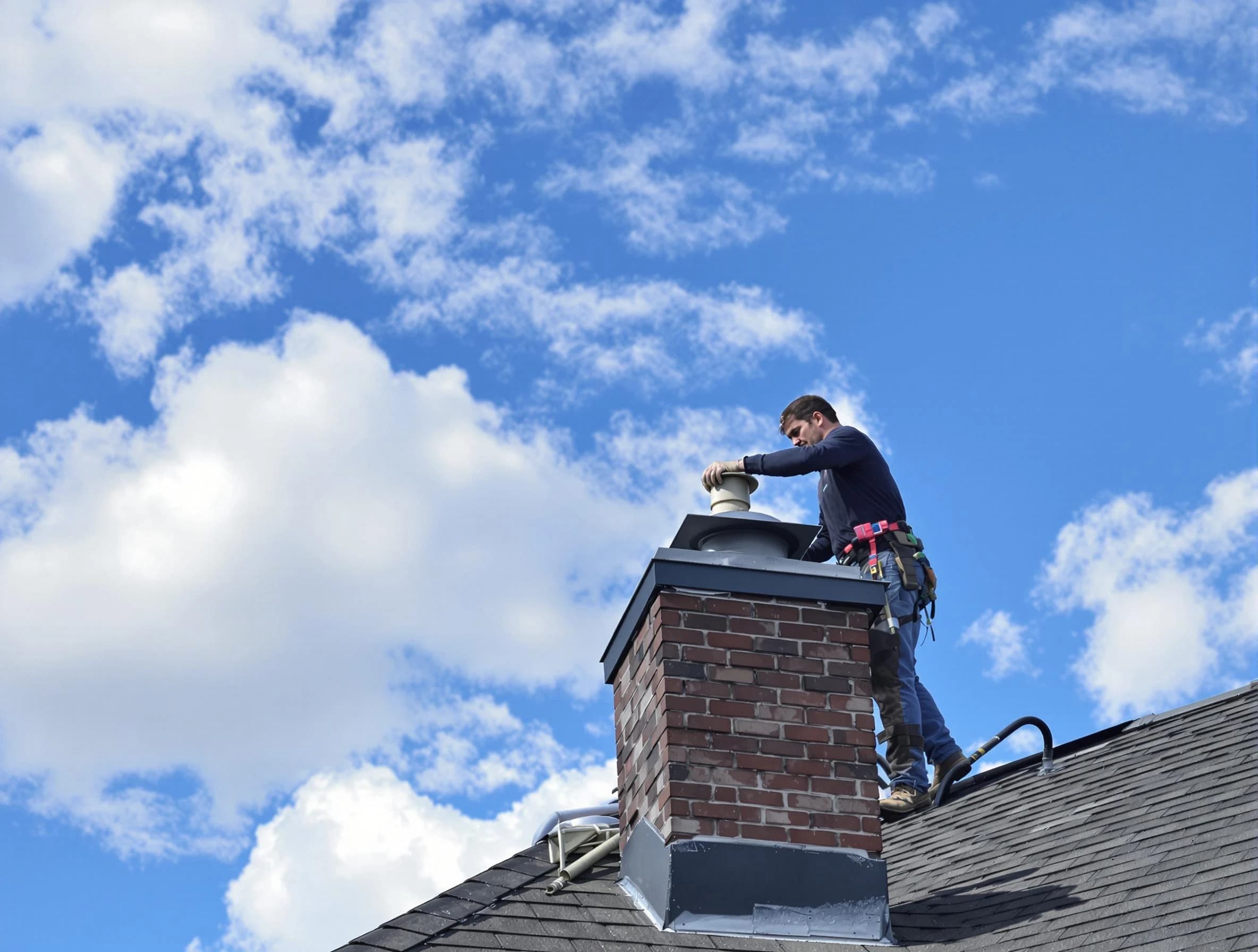 Millburn Chimney Sweep installing a sturdy chimney cap in Millburn, NJ