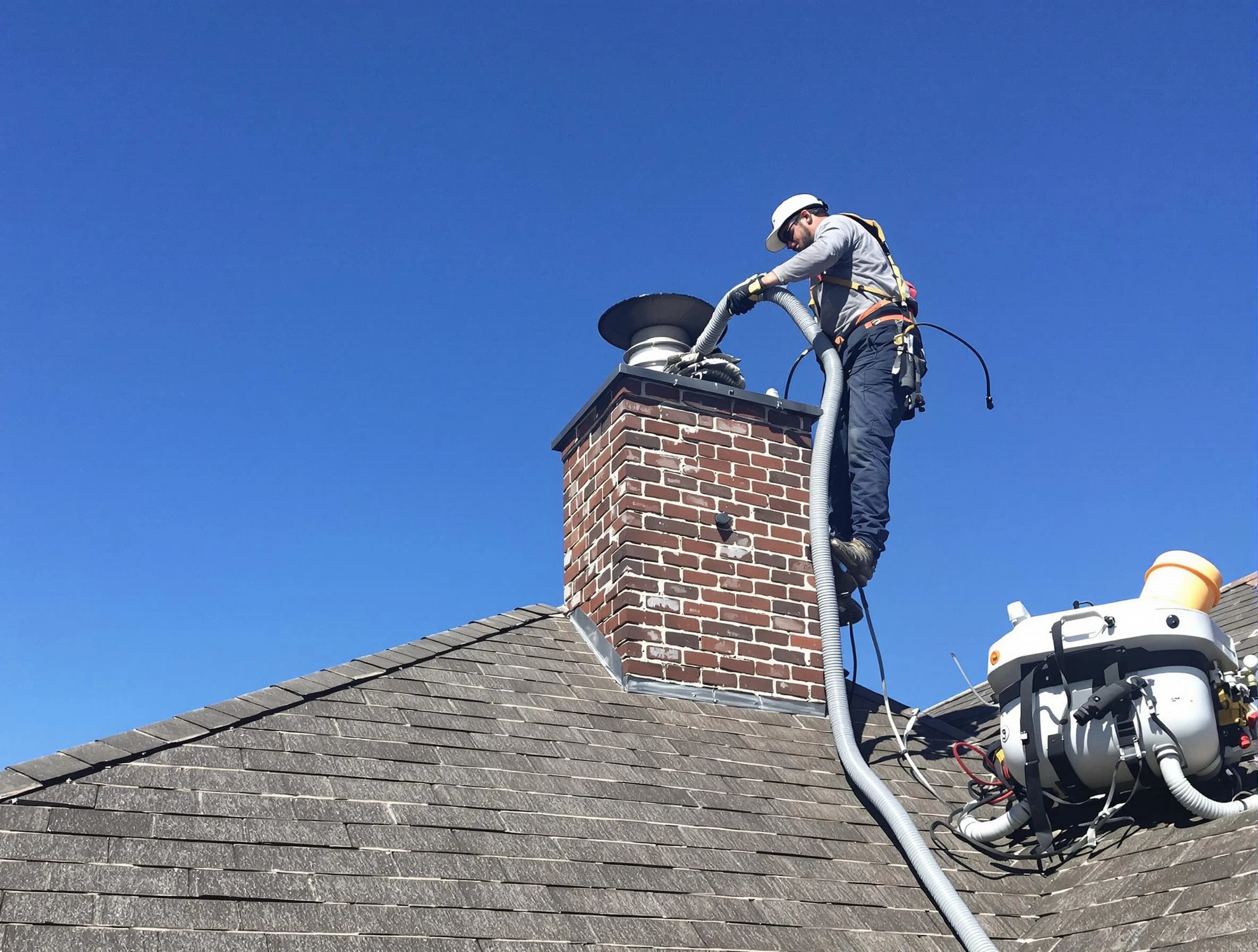 Dedicated Millburn Chimney Sweep team member cleaning a chimney in Millburn, NJ