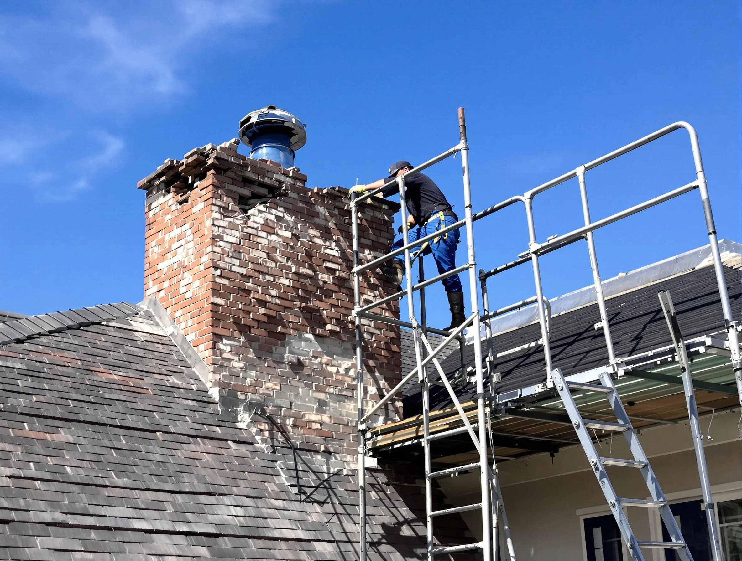 Rebuilding a chimney structure by Millburn Chimney Sweep in Millburn, NJ