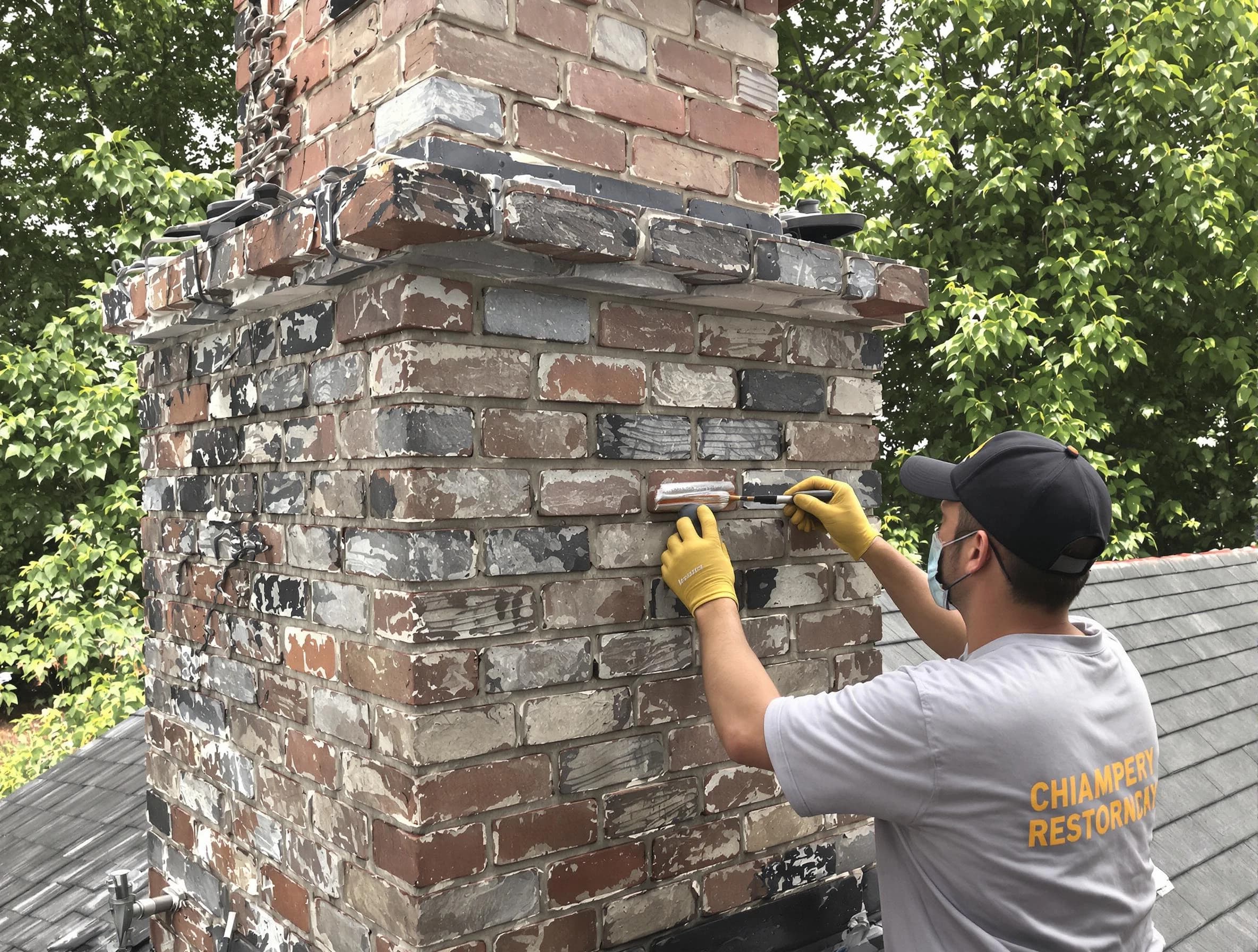 In-progress chimney restoration by Millburn Chimney Sweep in Millburn, NJ