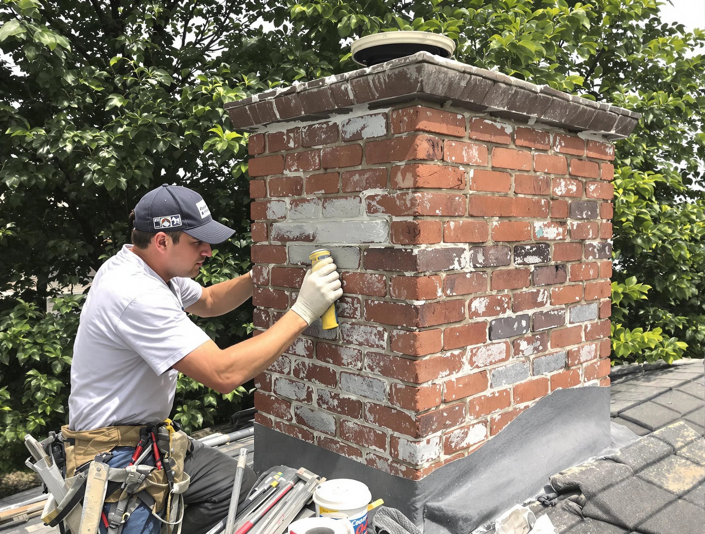 Millburn Chimney Sweep restoring an aging chimney in Millburn, NJ