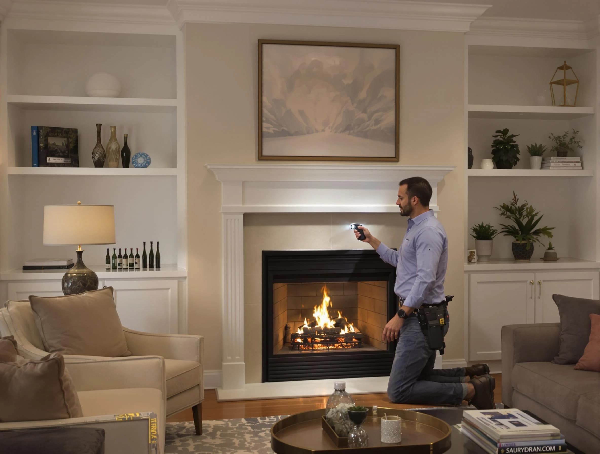 Millburn Chimney Sweep conducting a fireplace safety inspection in Millburn, NJ