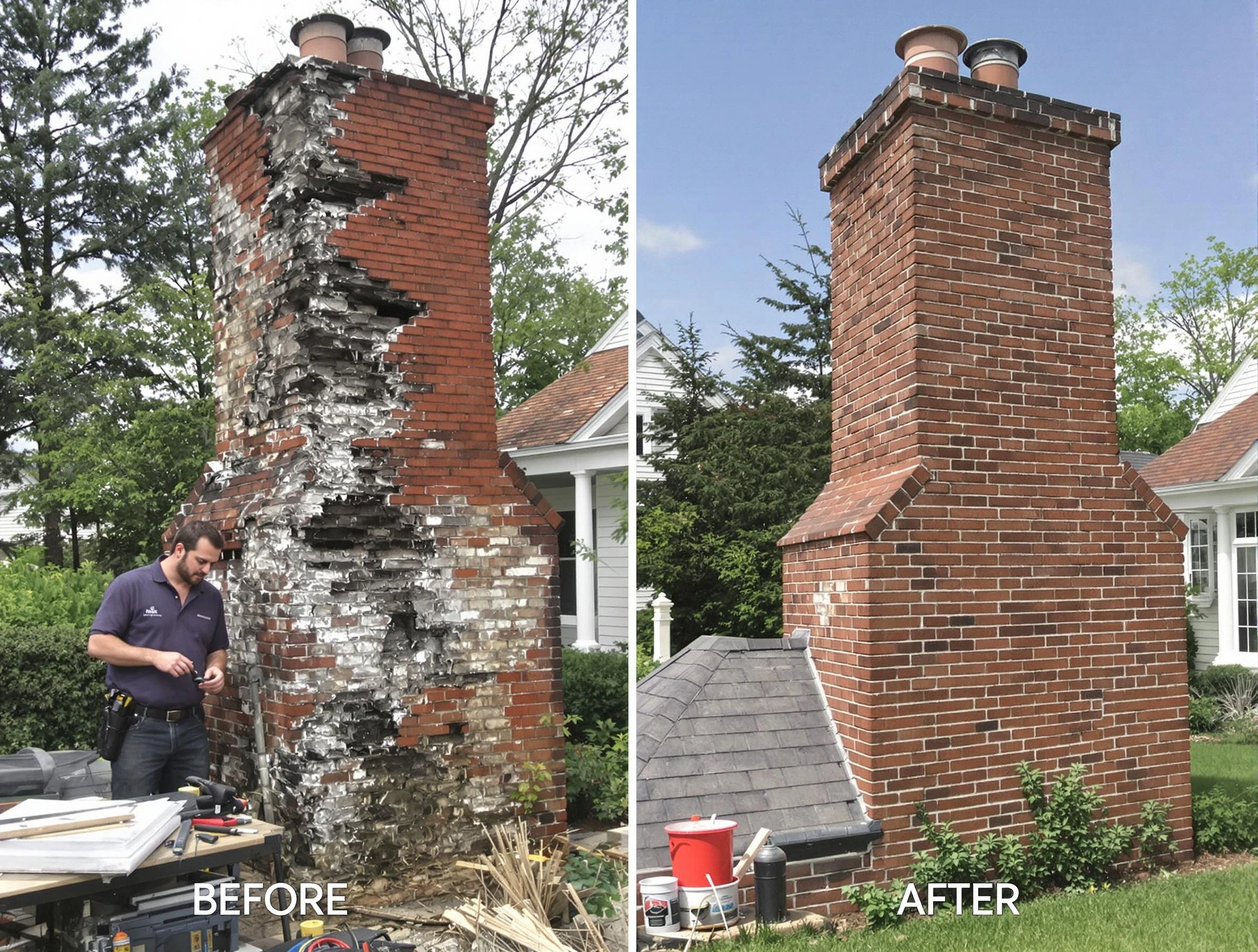 Millburn Chimney Sweep performing a full chimney restoration in Millburn, NJ