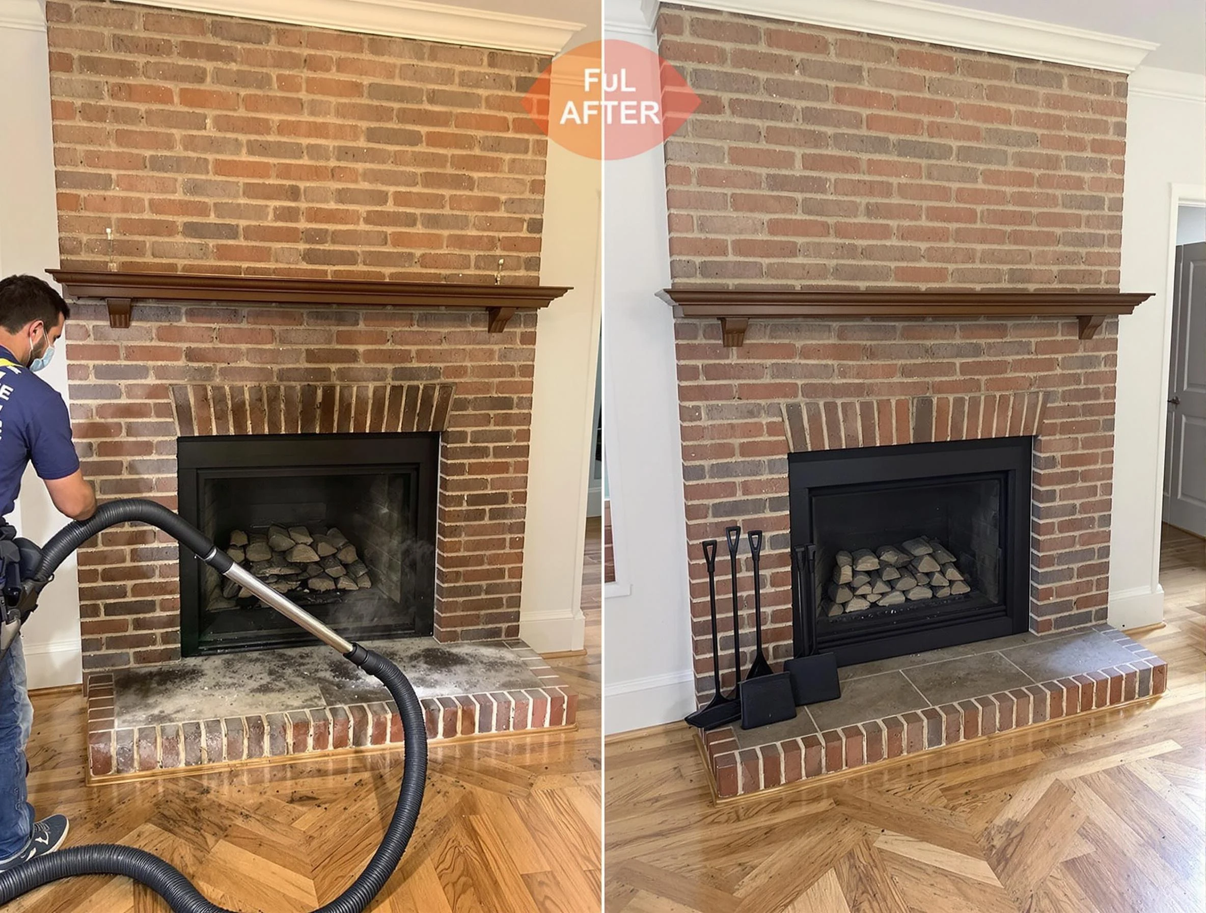Millburn Chimney Sweep carefully sanitizing a fireplace in Millburn, NJ